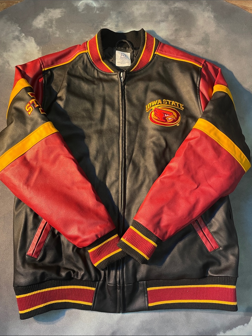 Iowa State Cyclones Varsity Faux Leather Bomber Jacket | LARGE